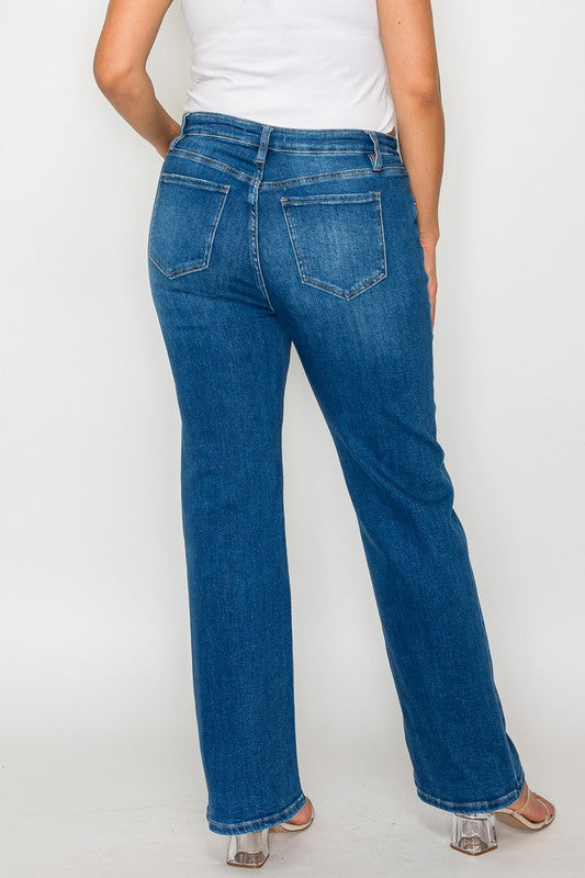 Full Size Cat's Whiskers High Rise Straight Jeans