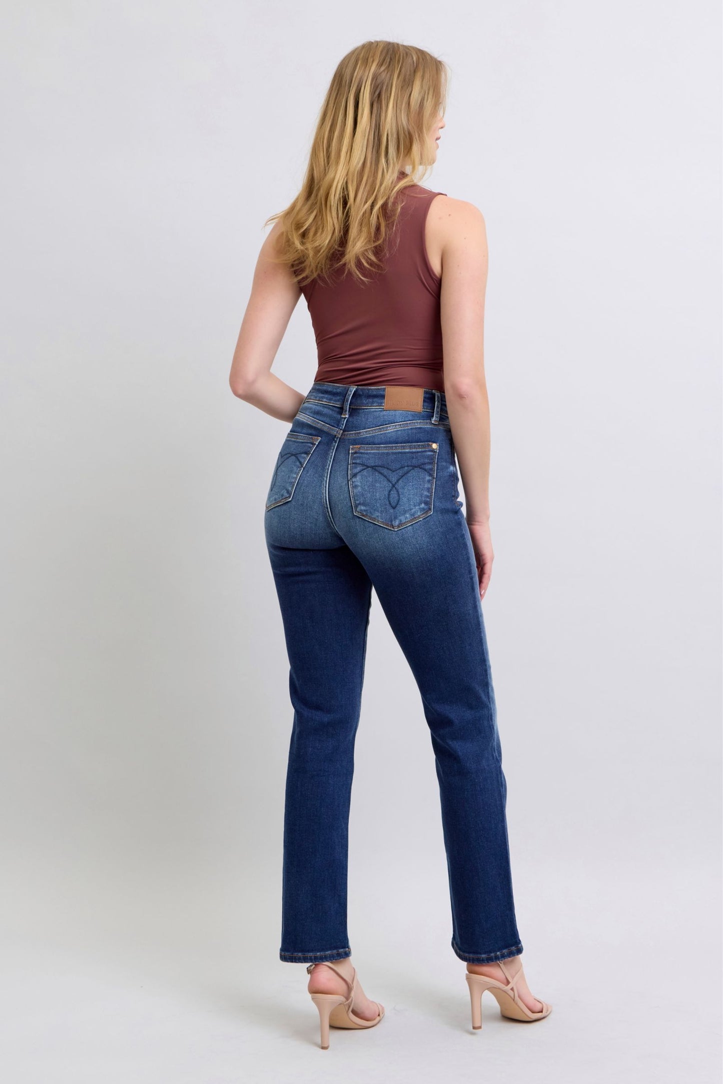 Blue Full Size Washed Straight Leg Jeans with Pockets