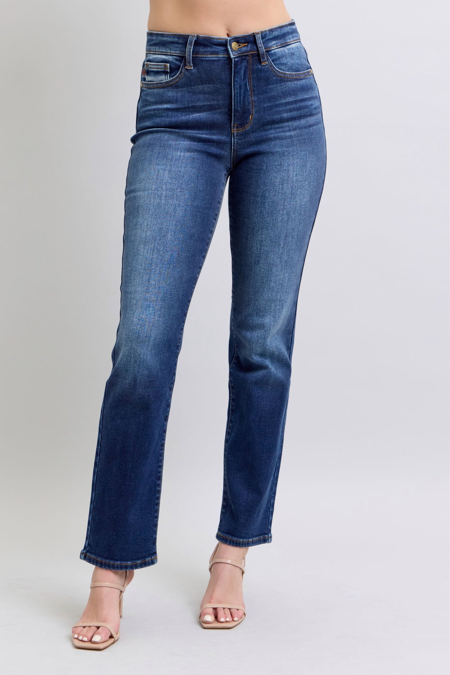 Blue Full Size Washed Straight Leg Jeans with Pockets