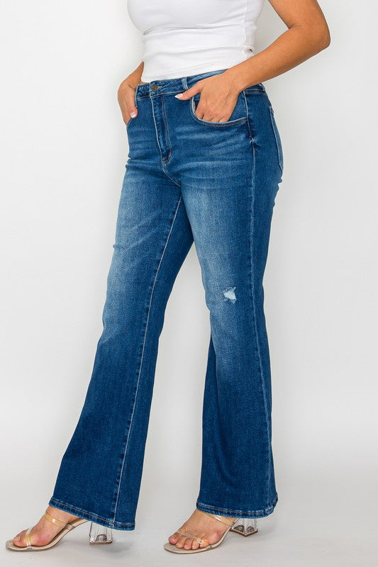 Full Size High Rise Bootcut Jeans with Pockets