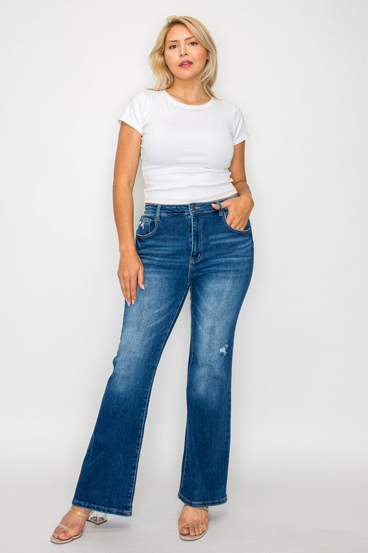 Full Size High Rise Bootcut Jeans with Pockets