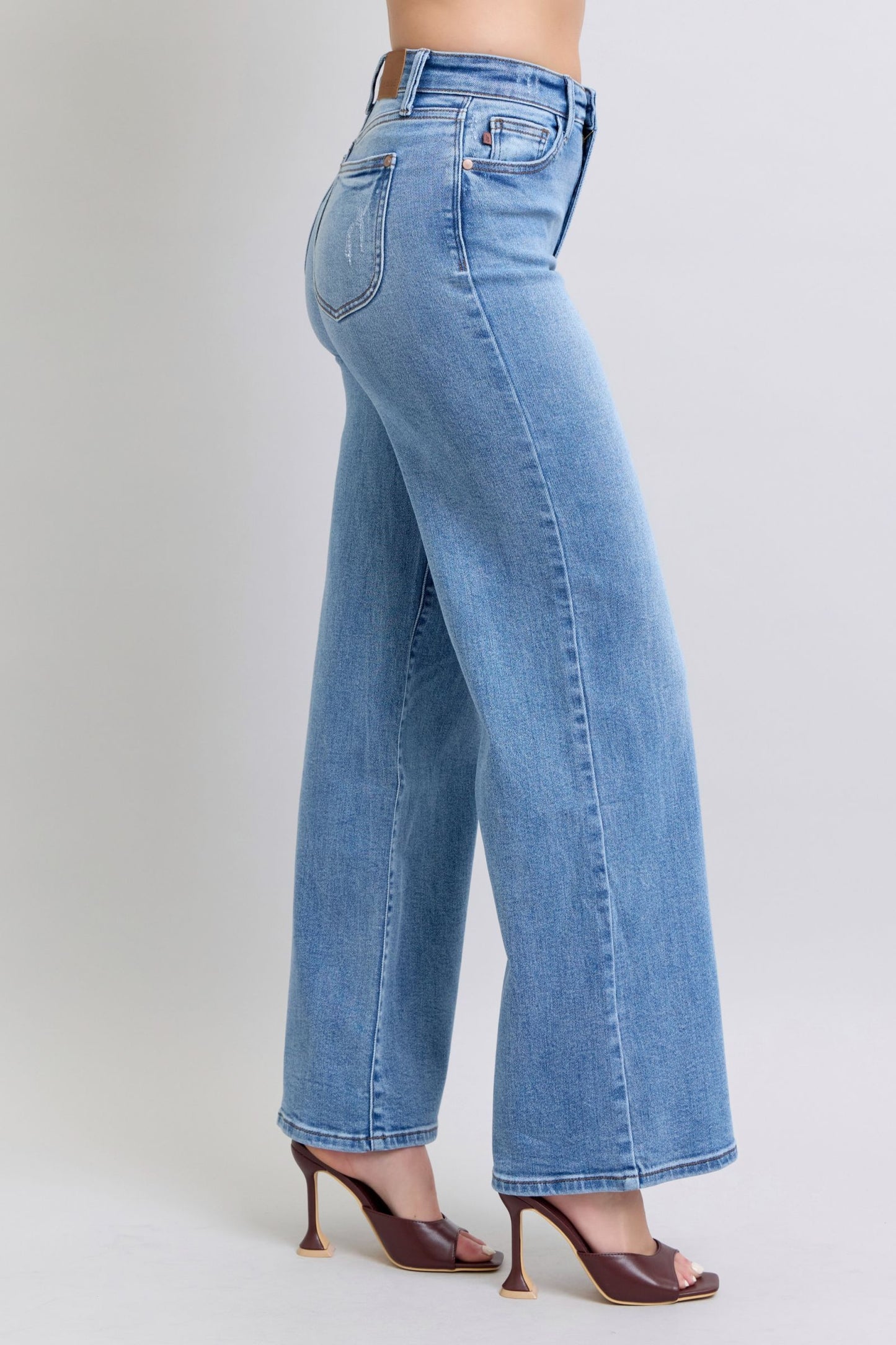 Blue Full Size Wide Leg Jeans with Pockets