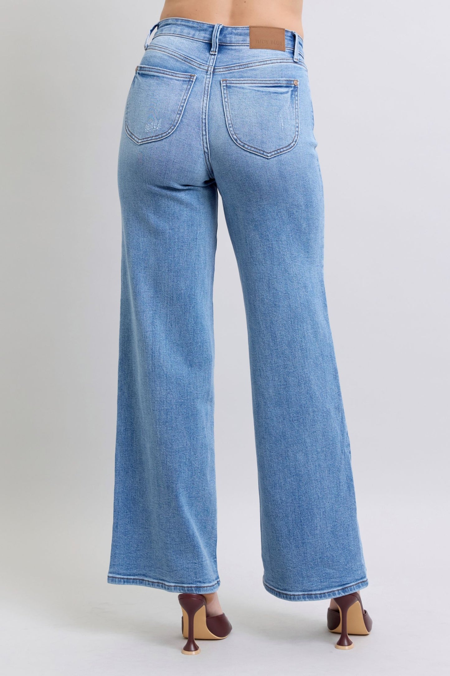 Blue Full Size Wide Leg Jeans with Pockets