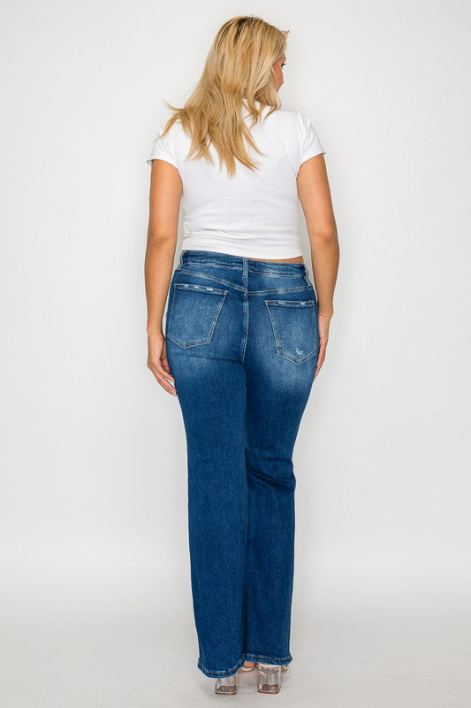 Full Size High Rise Bootcut Jeans with Pockets