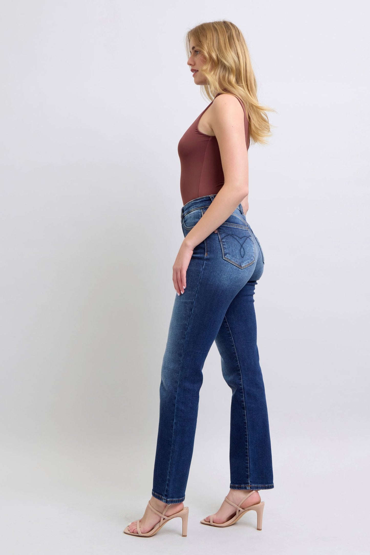 Blue Full Size Washed Straight Leg Jeans with Pockets