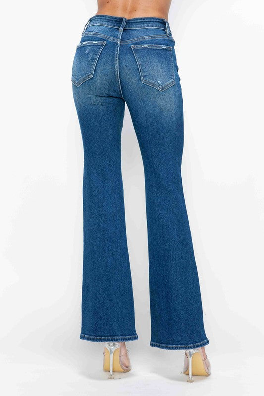 Full Size High Rise Bootcut Jeans with Pockets