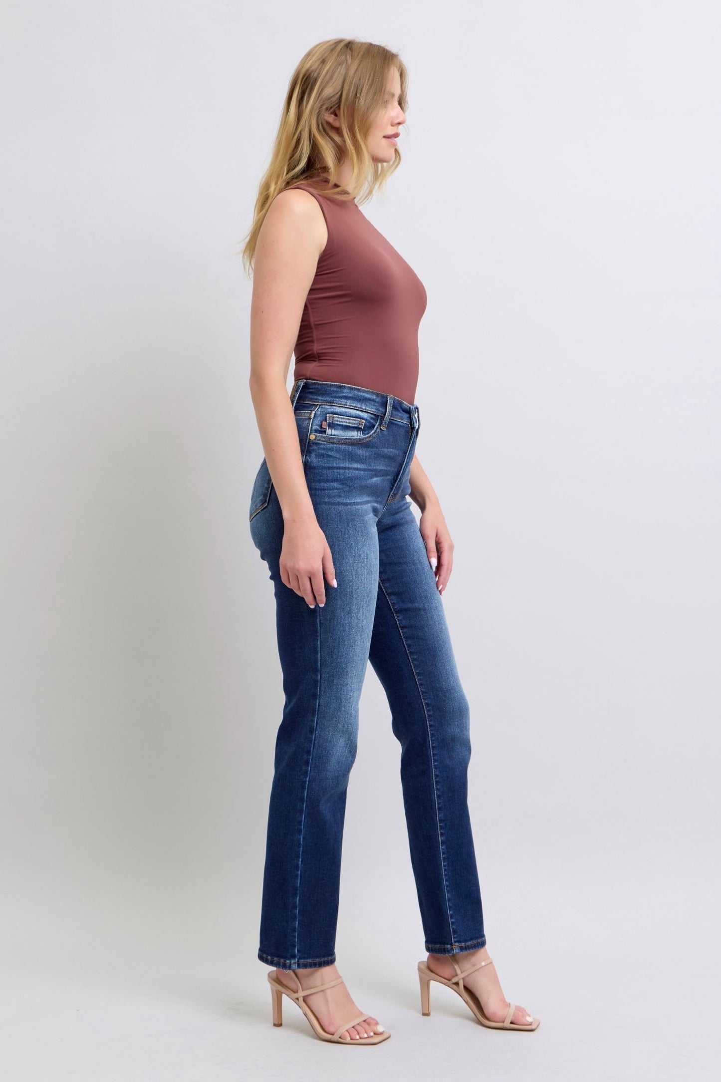 Blue Full Size Washed Straight Leg Jeans with Pockets