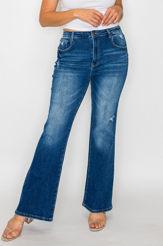 Full Size High Rise Bootcut Jeans with Pockets