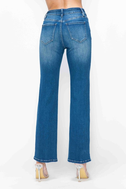 Full Size Cat's Whiskers High Rise Straight Jeans