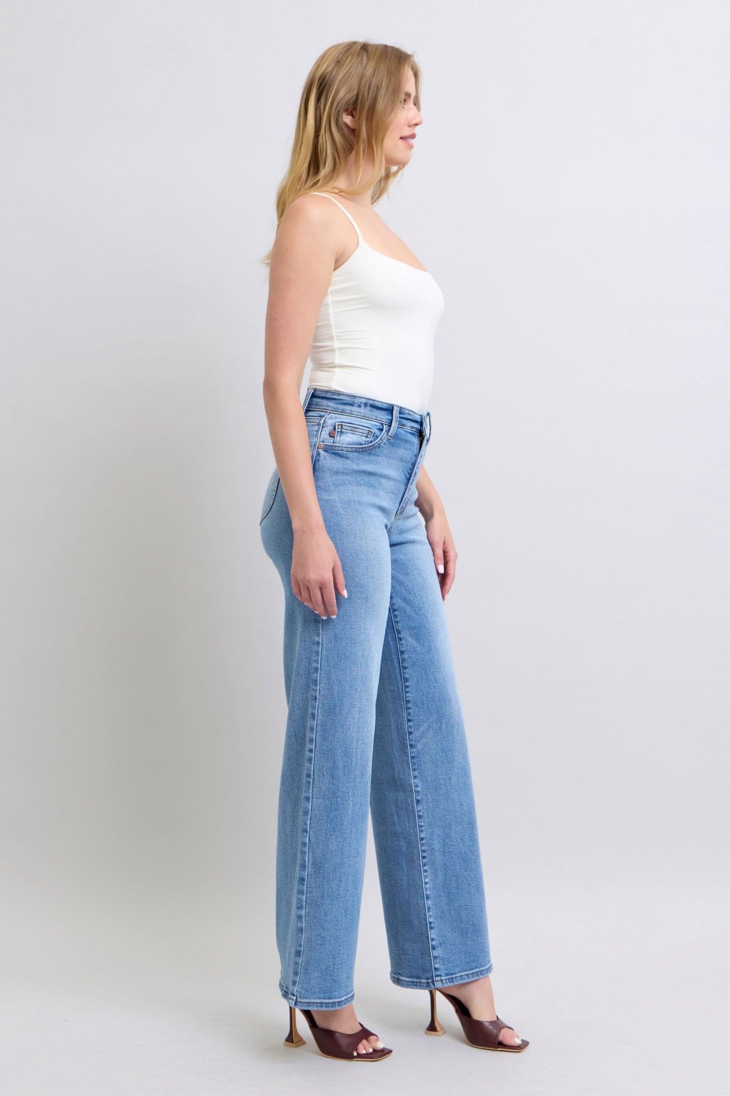 Blue Full Size Wide Leg Jeans with Pockets