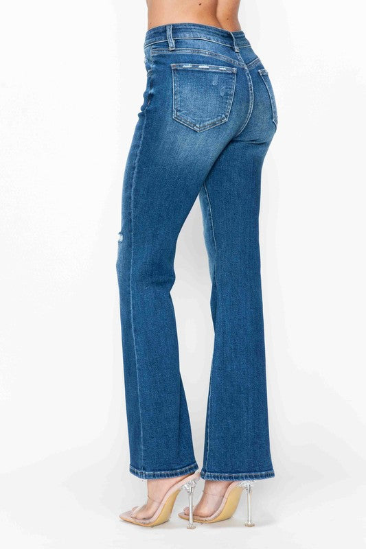 Full Size High Rise Bootcut Jeans with Pockets